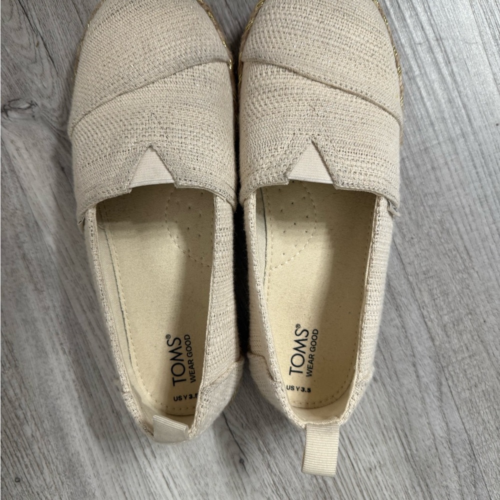 TOMS Tan Slip-On Shoes with Textured Sole